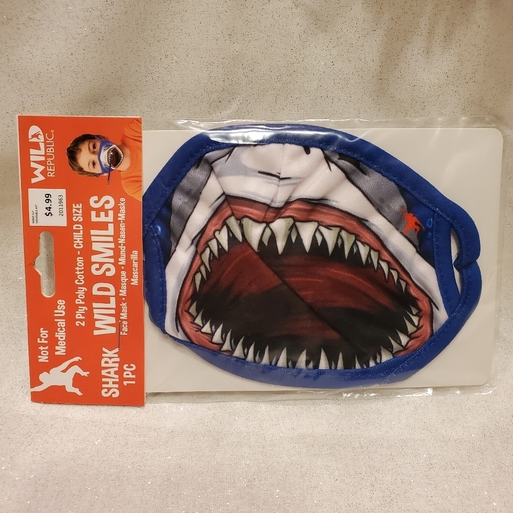 𝅺$3/$12 New - Wild Republic - Wild Smiles - Reusable, Washable Face Mask / child